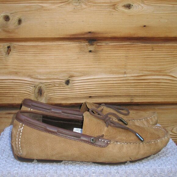 UGG Bel air Nubuck Leather Moc Toe Loafers In Chestnut Leather - Picture 2 of 13